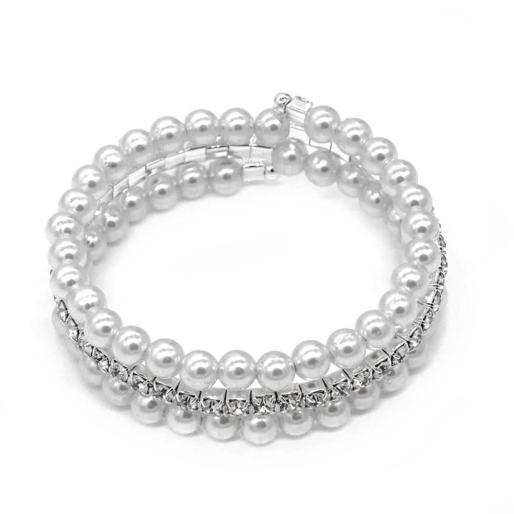 Memory wire bracelet with 3 strands and rhinestones. - Picture 2 of 2